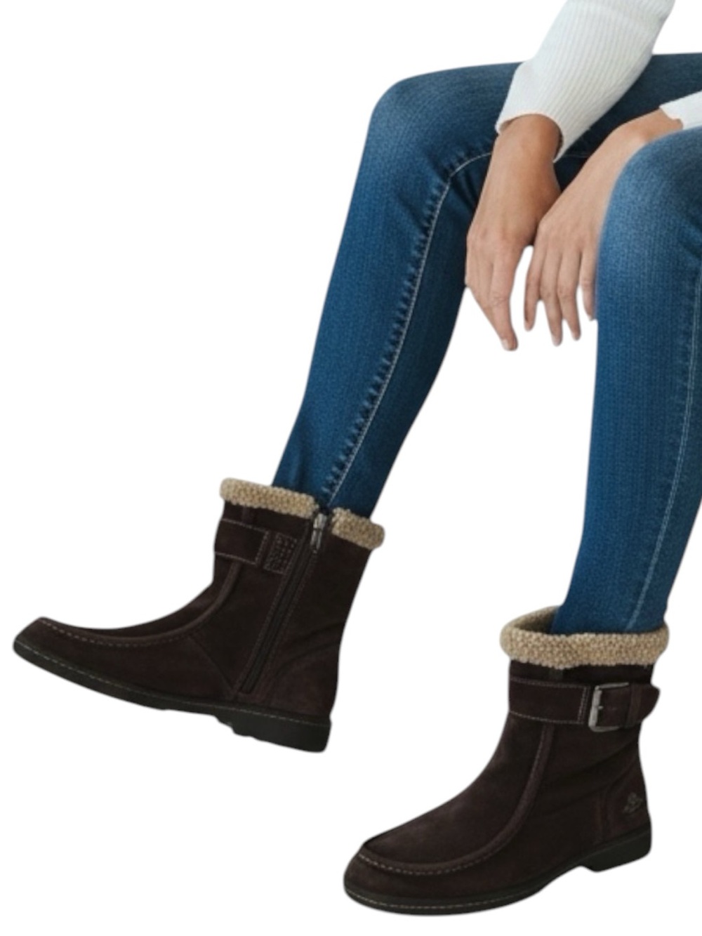 TIMBERLAND Boots Women's 6 M Winter Shearling Fleece Lined 64614 Brown Leather